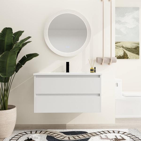 Hokku Designs Lubbock 35.85'' Wall Mounted Single Bathroom Vanity with